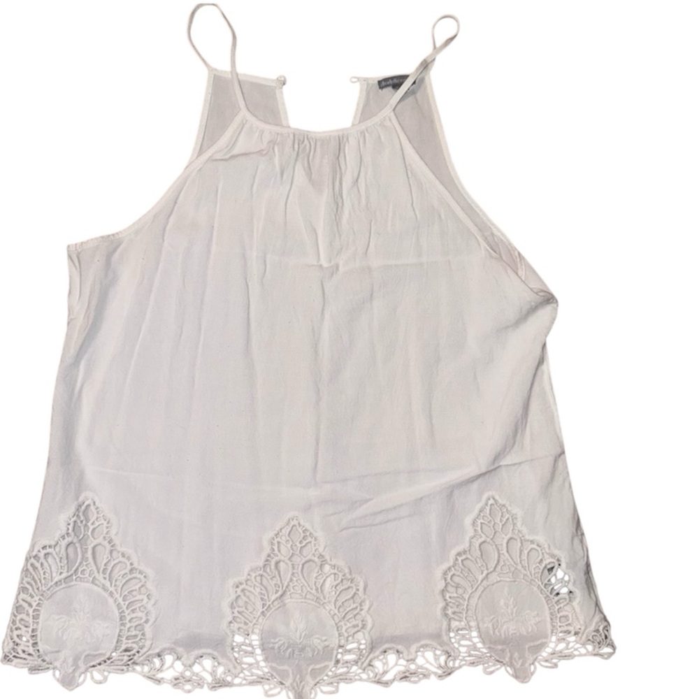 White Lace Trim Tank Top - Medium